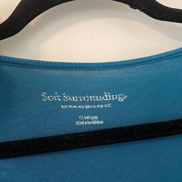 Soft Surroundings scoop neck stretchy shark bite hem tunic in teal blue size M - Picture 3 of 7